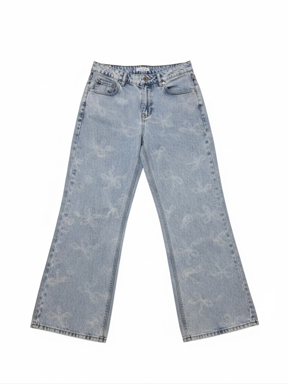 Love Soho All-Over Bow Print Wide Leg Jeans - Size 11